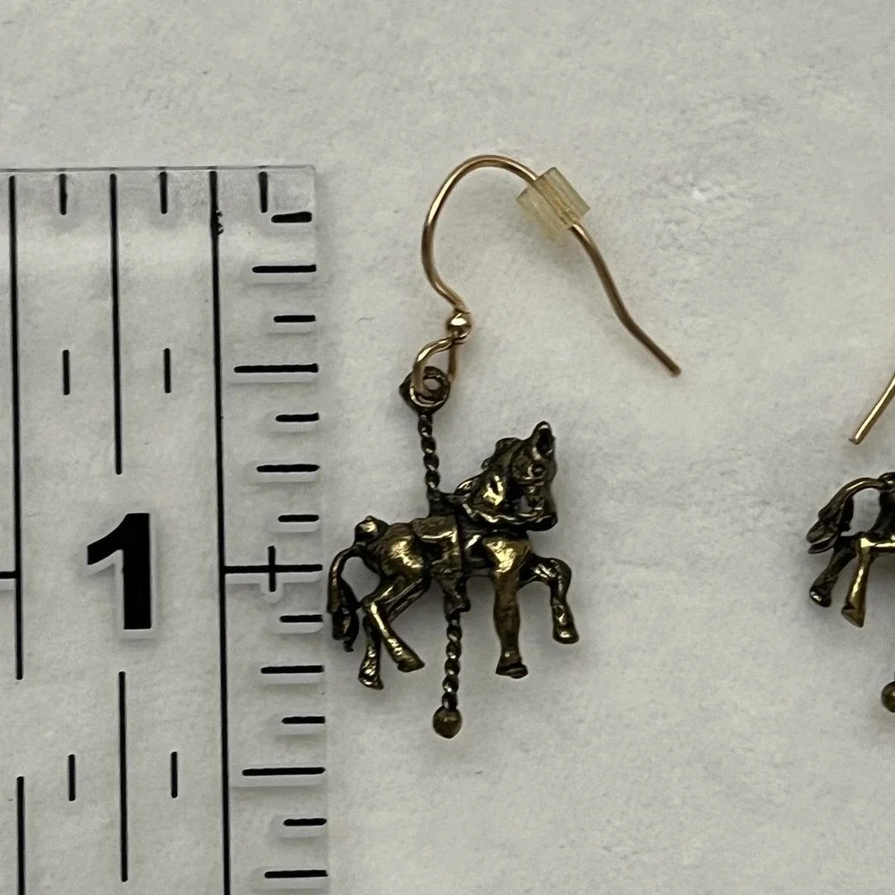 Vintage Carousel Horse Earrings Women Merry Go Round Dangle
